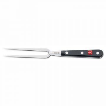 Tenedor trinchante de chef forjado con mango negro de 16 cm – Wüsthof Classic 4413-7/16