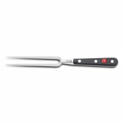 Tenedor trinchante de chef forjado con mango negro de 18 cm - Wüsthof Classic 4413-7/18