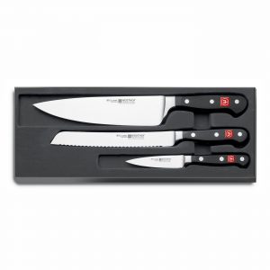 Estuche de cuchillo de chef, panero y mondador - Mango negro - Wüsthof Classic 9660