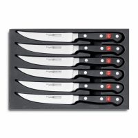 Estuche de 6 cuchillos steack (para bistec) forjados - Mango negro - Wüsthof Classic 9730