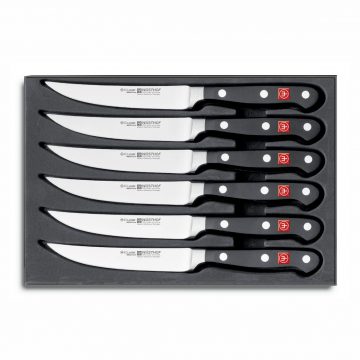 Estuche de 6 cuchillos steack (para bistec) forjados – Mango negro – Wüsthof Classic 9730