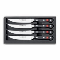 Estuche de 4 cuchillos steack (para bistec) forjados - Mango negro - Wüsthof Classic 9731