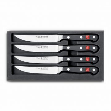 Estuche de 4 cuchillos steack (para bistec) forjados – Mango negro – Wüsthof Classic 9731