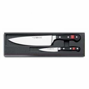 Estuche de cuchillo de chef y mondador forjados - Mango negro - Wüsthof Classic 9755