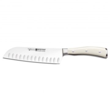Cuchillo Santoku Alveolado mango blanco – 17 cm – Wüsthof Classic Ikon Creme 4176-0/17