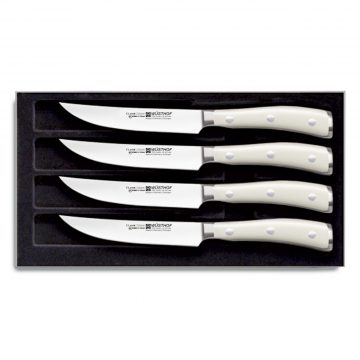 Estuche 4 Cuchillos Steak de mango blanco – Wüsthof Classic Ikon Creme 9716