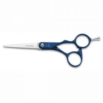 Tijeras de Peluquería de Corte DurAluminium Azul 5,5″ – 3 Claveles 12605 – Cuchillalia