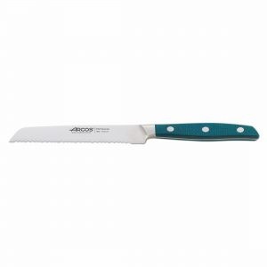 Cuchillo tomatero de 13 cm con mango en micarta verde, Arcos Brooklyn 192023