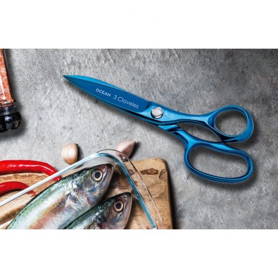 3 Claveles OCEAN Küchenschere 20 Cm – Professionell, Titannitrid-Beschichtung, Für Lebensmittel & Verpackungen
