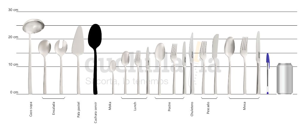 Comparativa del tamaño del cucharón para servir con resto serie Arcos Capri