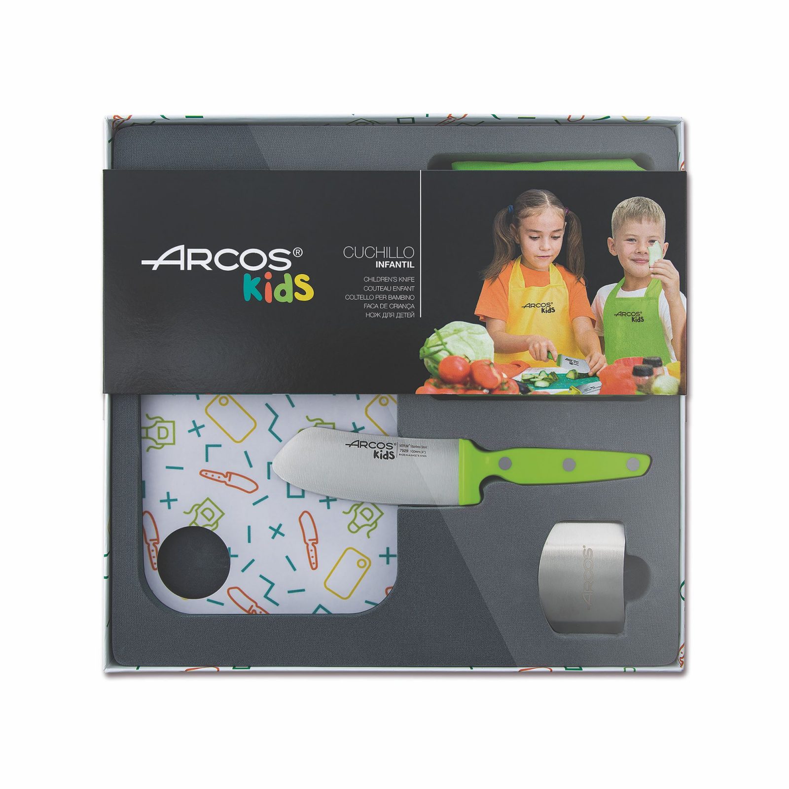 Kit de cuchillo de cocina para niños y accesorios Arcos Kids Verde
