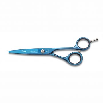 Tijeras de peluquería de corte en titanio azul – 3 Claveles Silex Tin 12816 – Cuchillalia