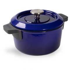 Cocotte de hierro fundido de 20 cm con tapa con las asas de silicona puestas - Woll Azul Cobalto - Cuchillalia