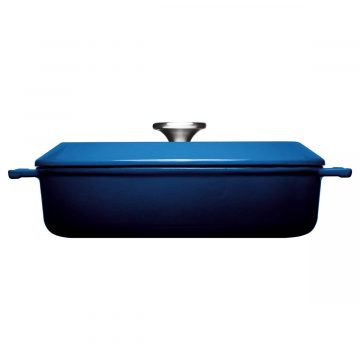 Cocotte de hierro fundido de 28 cm con tapa – Woll Azul Cobalto – Perfil – Cuchillalia