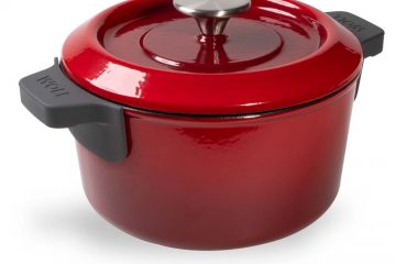 Cocotte de hierro fundido de 20 cm con tapa con las asas de silicona puestas - Woll Rojo Chili - Cuchillalia