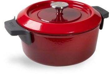 Cocotte de hierro fundido de 24 cm con tapa con las asas de silicona puestas - Woll Rojo Chili - Cuchillalia