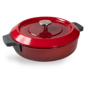 Cocotte de hierro fundido de 28 cm con tapa con las asas de silicona puestas - Woll Rojo Chili - Cuchillalia