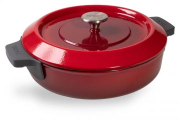 Cocotte de hierro fundido de 28 cm con tapa con las asas de silicona puestas - Woll Rojo Chili - Cuchillalia