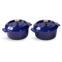 Set de 2 minicocottes de hierro fundido de 10 cm con tapa - Woll Azul Cobalto - Cuchillalia
