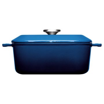 Cacerola cocotte de hierro fundido de 24×24 cm con tapa – Woll Azul Cobalto – Perfil – Cuchillalia