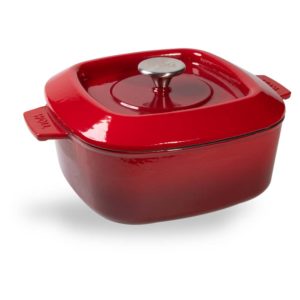 Cacerola cocotte de hierro fundido de 24x24 cm con tapa - Woll Rojo Chili - Cuchillalia