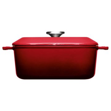 Cacerola cocotte de hierro fundido de 24×24 cm con tapa – Woll Rojo Chili – Perfil – Cuchillalia