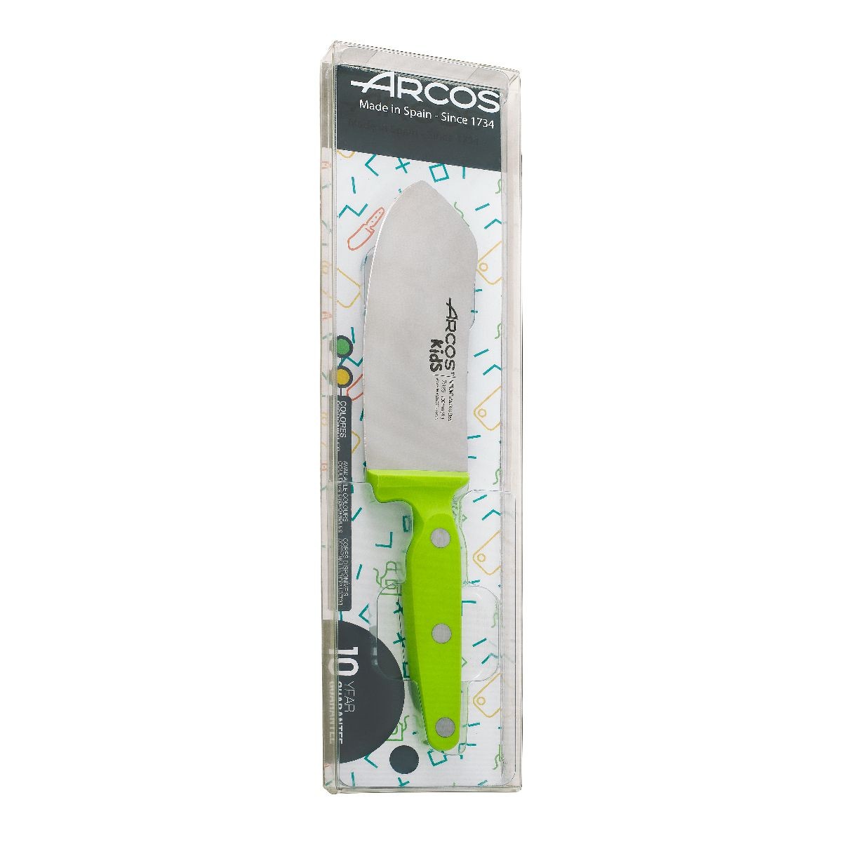 Cuchillo de cocina para niños con mango verde Arcos Kids