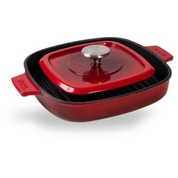 Parrilla de hierro colado de 24×24 cm con tapa – Woll Rojo Chili – Cuchillalia