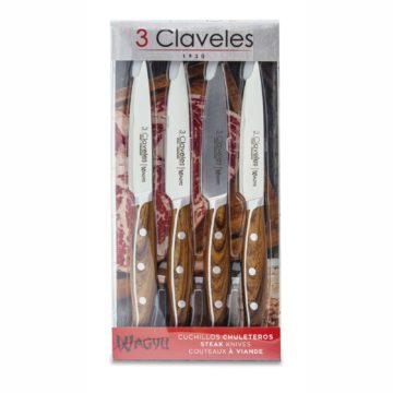 Set de 4 cuchillos chuleteros 3 Claveles Wagyu 1048 – Estuche – Cuchillalia