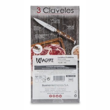 Set de 4 cuchillos chuleteros 3 Claveles Wagyu 1048 – Reverso del estuche – Cuchillalia