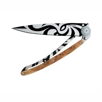 Navaja Deejo Tattoo 37g Tribal con mango de madera de enebro | Abierta | Cuchillalia