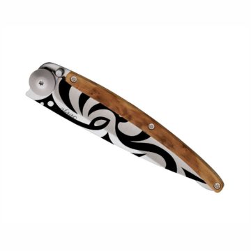 Navaja Deejo Tattoo 37g Tribal con mango de madera de enebro | Cerrada | Cuchillalia