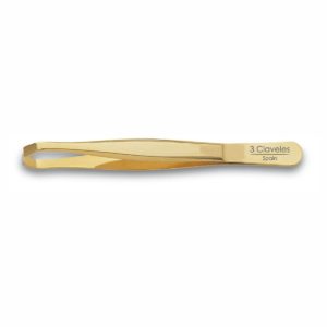 Pinza de depilar tipo cangrejo color dorado - 3 Claveles 12246 - Cuchillalia