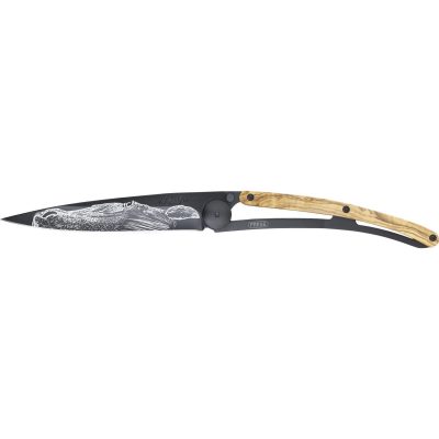 Navaja Deejo Tattoo Black Pura Sangre de 37g con mango de madera de olivo | Cuchillalia
