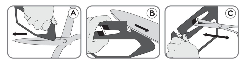 Modo de uso del afilador para cuchillos y tijeras 3 Claveles 9426 - Cuchillalia