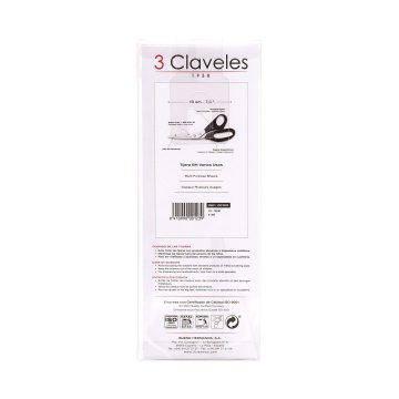 Trasera del blister de las tijeras para varios usos de 19 cm – 3 Claveles referencia 123