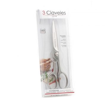 Tijera de Cocina Inoxidable de 23 cm – 3 Claveles Suprema 416 – Estuche