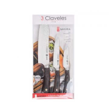 Envase del set de 3 cuchillos 3 Claveles Sakura 1026