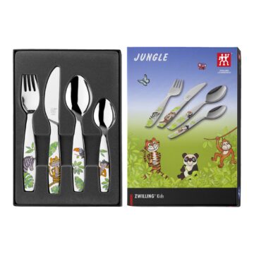 Caja del set de 4 cubiertos para niño Zwilling Kids Jungle de colores – Cuchillalia.com