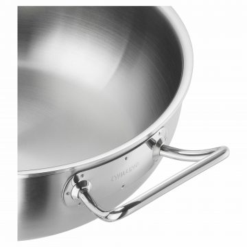 Detalle del asa del wok de acero inoxidable de 30 cm Zwilling PRO – Cuchillalia.com
