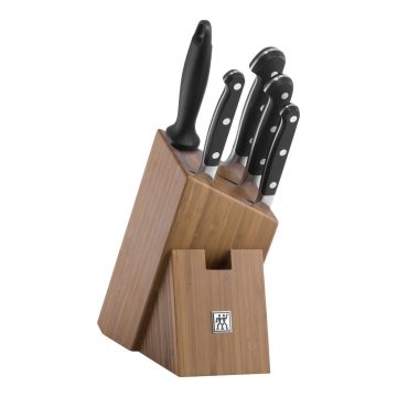 Juego de 4 cuchillos y chaira en taco de madera – Zwilling PRO – Cuchillalia.com