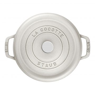 Vista superior de la cocotte blanco trufa de 22 cm de Staub 40501-411 – Cuchillalia.com