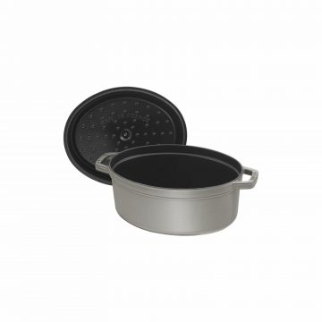 Cocotte ovalada gris grafito con su tapa de 23 cm de Staub 40500-236 – Cuchillalia.com