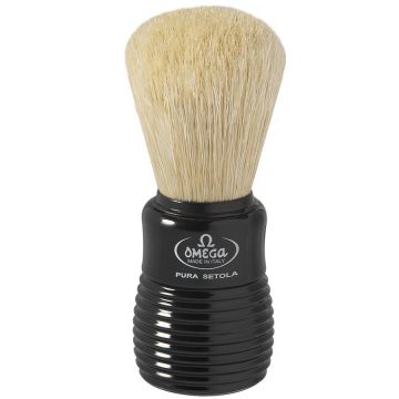 Brocha de afeitar con pelo de cerda Omega 10810 y mango de ABS rayada negro – Cuchillalia.com