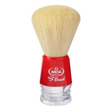 Brocha de afeitar con pelo sintético Omega S-Brush S10018 con mango rojo – Cuchillalia.com