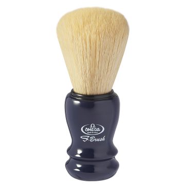 Brocha de afeitar con pelo sintético Omega S-Brush S10108 con mango azul – Cuchillalia.com