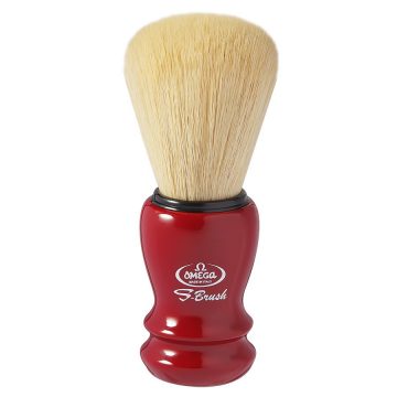 Brocha de afeitar con pelo sintético Omega S-Brush S10108 con mango rojo – Cuchillalia.com