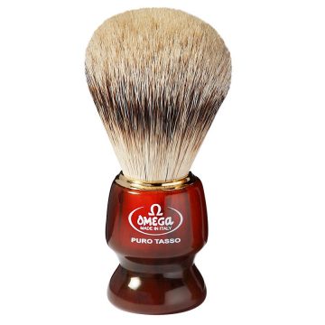 Brocha de afeitar con pelo de tejón de 1ª Omega 616 y mango imitación de carey – Cuchillalia.com