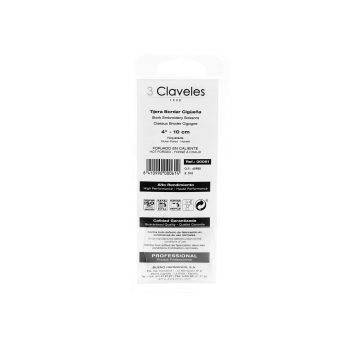 Trasera del blister de la tijera de bordar Cigüeña de 10 cm – 3 Claveles 00061