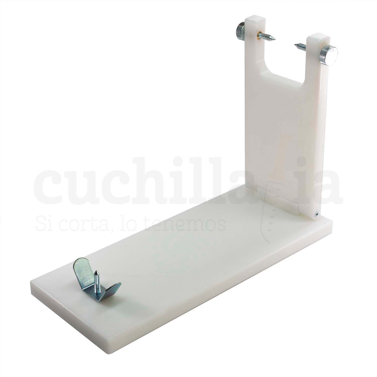 Soporte jamonero plegable blanco en polietileno de 20 mm